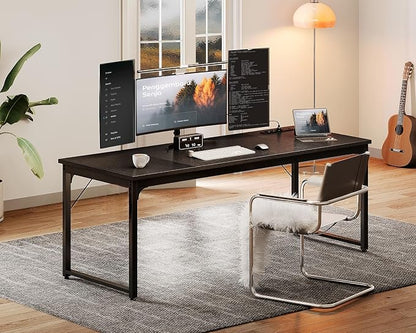 Coleshome 71 Inch Computer Desk with USB Ports, Large Office Desk, Long Study Student Writing Desk, Black