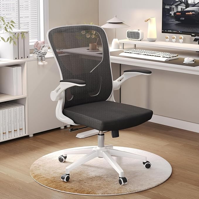 Ergonomic Office Chair, High-Back Mesh Computer Desk Chair with Adjustable Height, Lumbar Support, Flip-Up Armrests,headrest，and Swivel Rolling Design for Home and Office Use