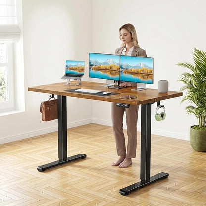 Marsail Electric Standing Desk with One-Piece Desktop,55 x 30 inch Height Adjustable Office Gaming Computer Desk with Deeper Tabletop,Home Office Stand up Desk with 4 Memory Presets, 2 Packages