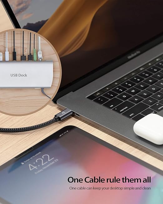 Faracent USB Type C Extension Cable (1.5ft/0.5M), USB 3.1(10gbps) Male to Female Extender Braided Data Cord Compatible with MacBook M2 Air Pro, iPad Pro 2021, Surface Samsung S22 Grey- 2 Packs