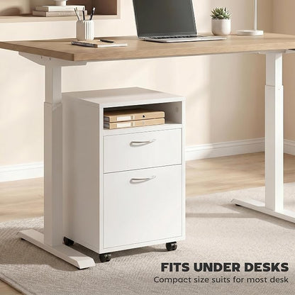 HOMCOM Mobile Storage Cabinet Organizer with Drawer and Cabinet, Printer Stand with Castors, White