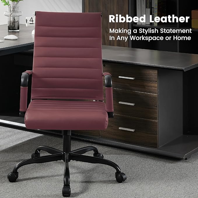Office Desk Chair Leather, Conference Room Chairs with Wheels, Modern Executive Computer Guest Chairs with Arms.