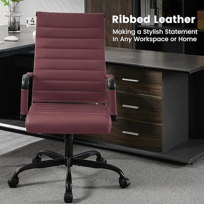 Office Desk Chair Leather, Conference Room Chairs with Wheels, Modern Executive Computer Guest Chairs with Arms.