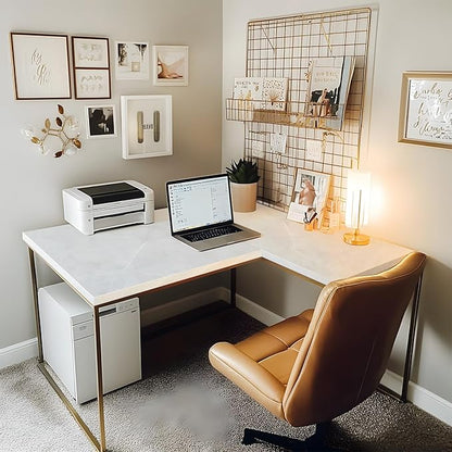 Kaboon Universal Tabletop 45"x20", Solid One-Piece Melamine Table Top, L-Desk Floating Desk DIY, Home and Office, White Rock