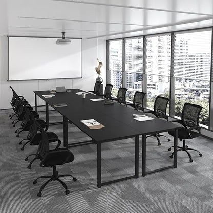 Bonzy Home 18FT Conference Table Set of 6, Modern Large Meeting Table Office Desks for 22 Person, Long Rectangle Table with Sturdy Metal Frame, 213" D x 64" W x 30" H, Black
