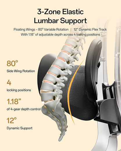 Hbada E3 Air 2026 Ergonomic Office Chair, 3-Zone Lumbar Support, Comfy Home Office Chair with Auto Recline, 4D Headrest & Armrests, 140° Tilt for Work & Relax, Black