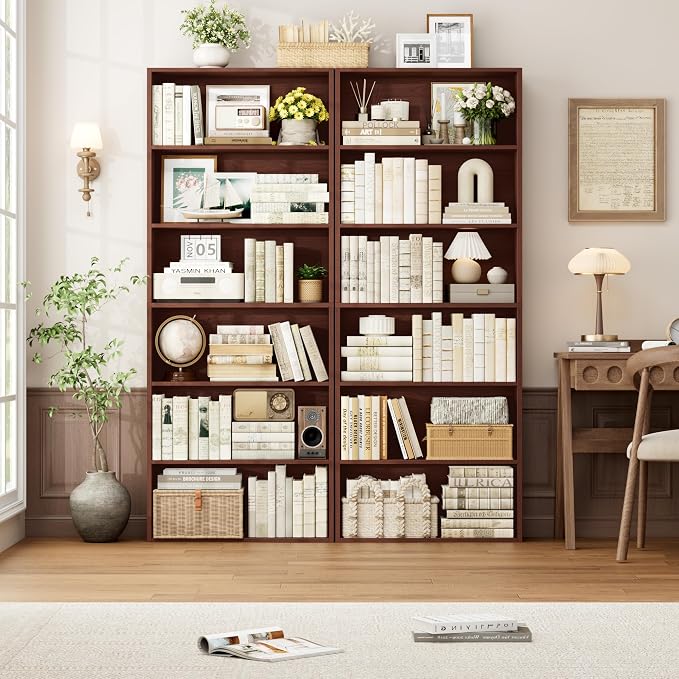 FOTOSOK 6-Tier Open Bookcase and Bookshelf, Freestanding Display Storage Shelves Tall Bookcase for Bedroom, Living Room and Office