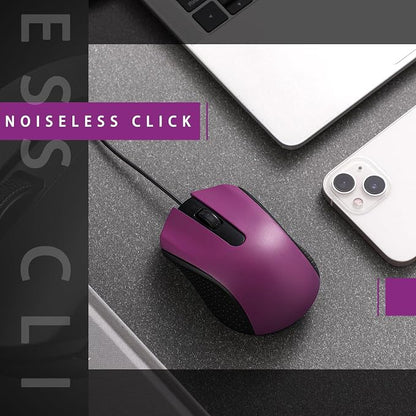 Hoteam 12 Pcs Purple Wired Computer Mouse Bulk Cord USB Computer Mice Ergonomic Wired Mouse for Pcs, Computers, Laptops, Gaming Office Home Supplies