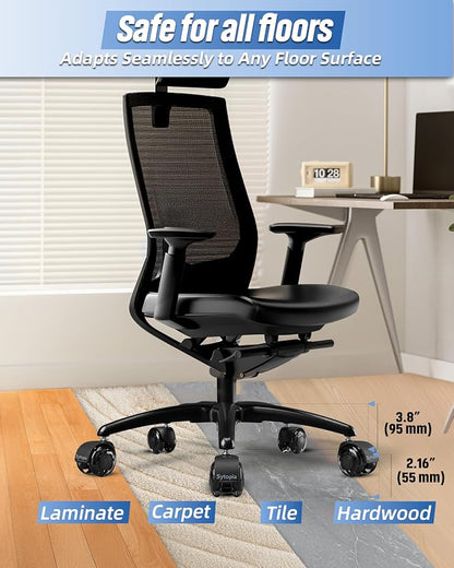 Sytopia 28'' (70 cm) Heavy-Duty Metal Office Chair Base Replacement with 5 Wheels, Reinforced Base for Managerial & Executive Chairs, Compatible with 2" Gas Cylinder, Black
