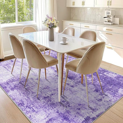 RELEANY Washable Area Rugs 5'x7' Non-Slip Modern Abstract Soft for Living Room Entryway Bedroom Kitchen, Print Pattern, Purple Gray Pink White