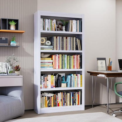 OSEILLC 69" H 5-Shelf Heavy Duty Metal Bookcase, Adjustable Bookshelf with Large Capacity, Sturdy Bookshelf for Home Office, Living Room, Garage