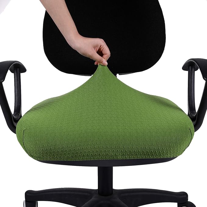 Smiry Stretch Jacquard Office Computer Chair Seat Covers, Removable Washable Anti-dust Desk Chair Seat Cushion Protectors - Olive Green
