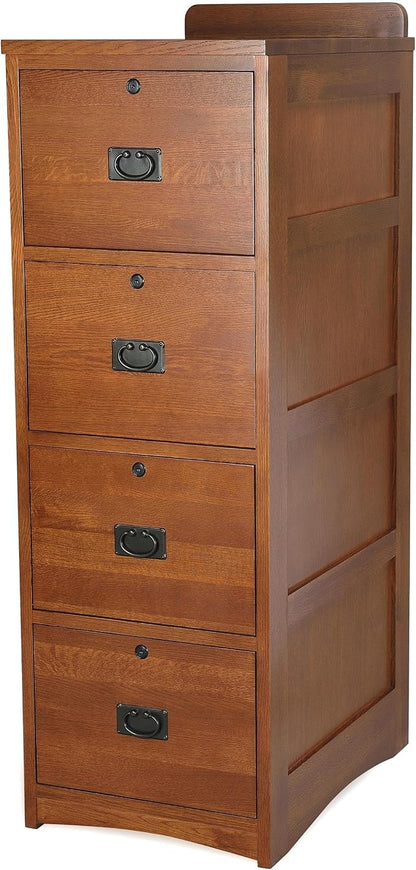 Crafters and Weavers Mission Oak 4 Drawer File Cabinet Office Cabinet