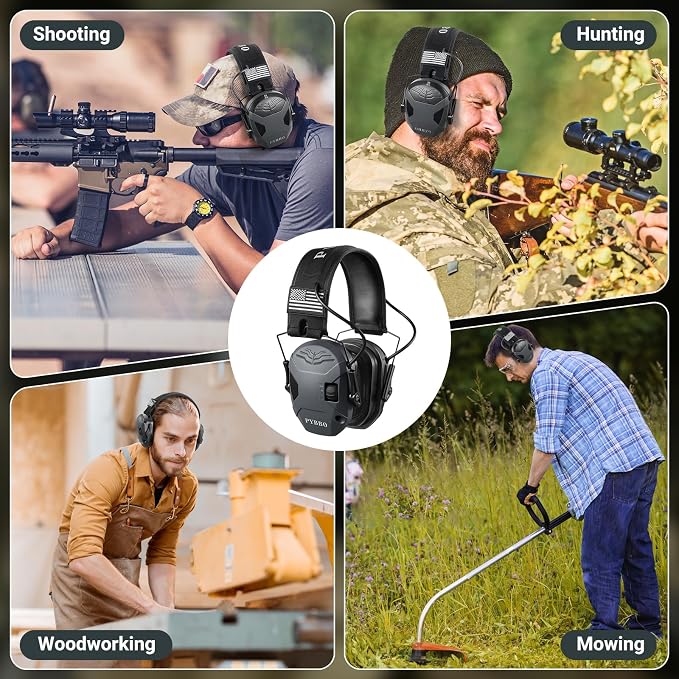 Electronic Shooting Ear Protection w/Gel Pads, 23dB NRR Active Noise Reduction & 3X Amplification Headset for Shooters