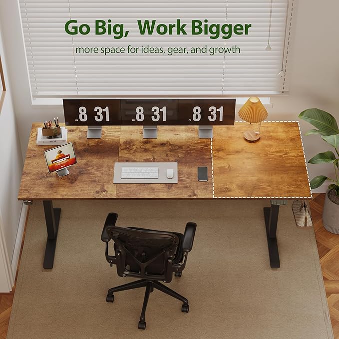 Agilestic Electric Standing Desk, 71 x 31.5 Inches Height Adjustable Desk, Sit Stand up for Work Office Home, Ergonomic Rising Computer Table with Memory Preset, Rustic Brown