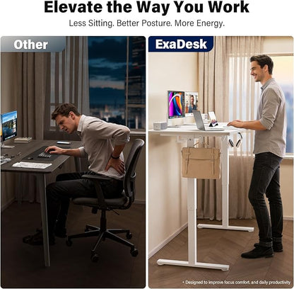 Electric Standing Desk, 63 x 30 Inch Extra Large Desktop, Adjustable Height Sit Stand Desk, Home Office Workstation for Dual & Triple Monitor, White
