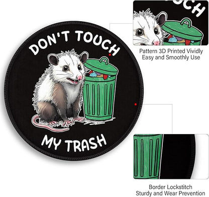 Funny Opossum Trash Dumpster Mouse Pad, Small Round Mousepads, Mini Travel Mouse Mat for Wireless Computer Laptop, Work Office Coworker Colleague Desk Accessories, 8.6 x 8.6 inch