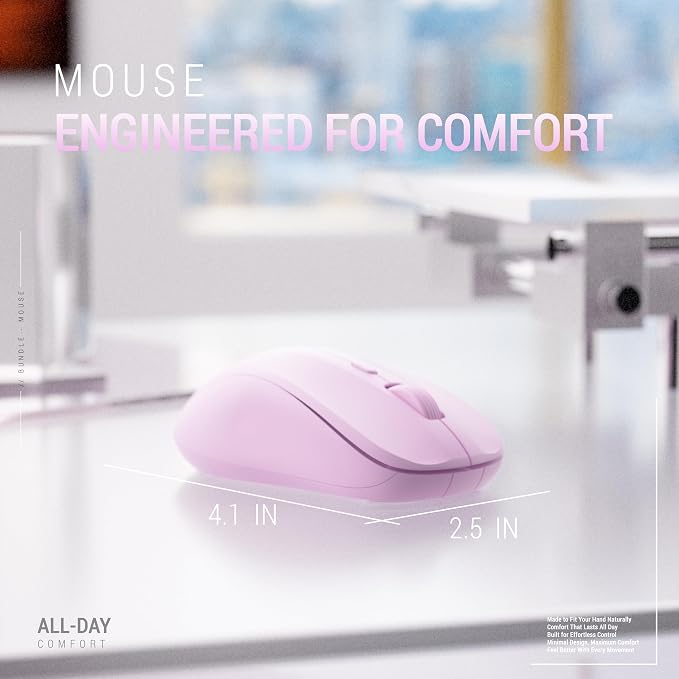 Wireless Keyboard and Mouse Combo, 2.4GHz USB Plug-and-Play, 110-key Design, Full-Size Ultra-Thin Silent Keyboard, Compatible with laptops/desktops/PCs（Gradient Purple）