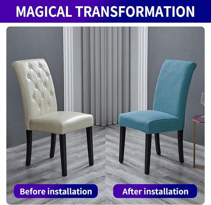 Stretch Chair Covers for Dining Room Set of 4, Removable Washable Dining Room Chair Covers, Dining Chair Slipcovers Seat Protector, Great Decoration for Home and Banquet (Dusty Blue, 4 Pack)