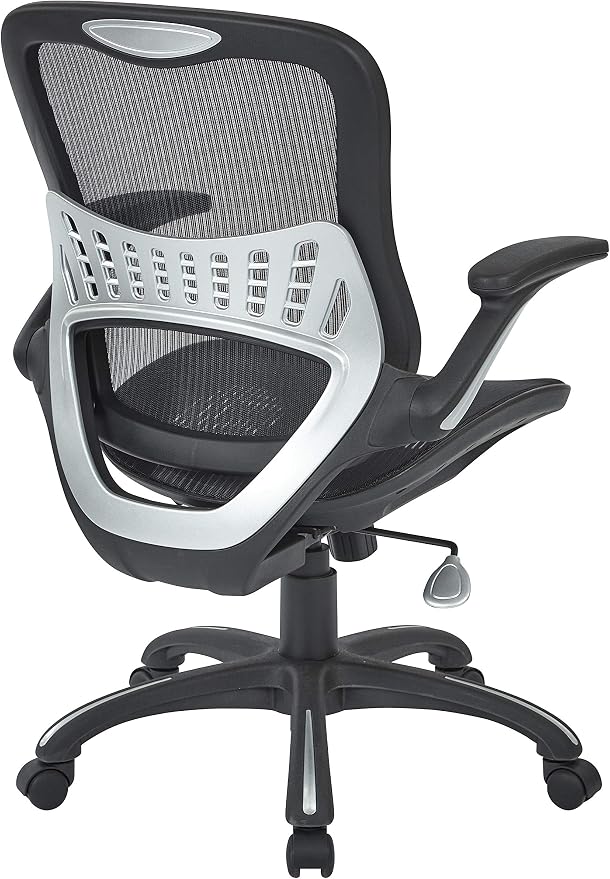 Office Star Riley Ventilated Manager's Office Desk Chair with Breathable Mesh Seat and Back, Black Base with Black