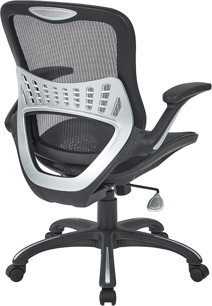 Office Star Riley Ventilated Manager's Office Desk Chair with Breathable Mesh Seat and Back, Black Base with Black
