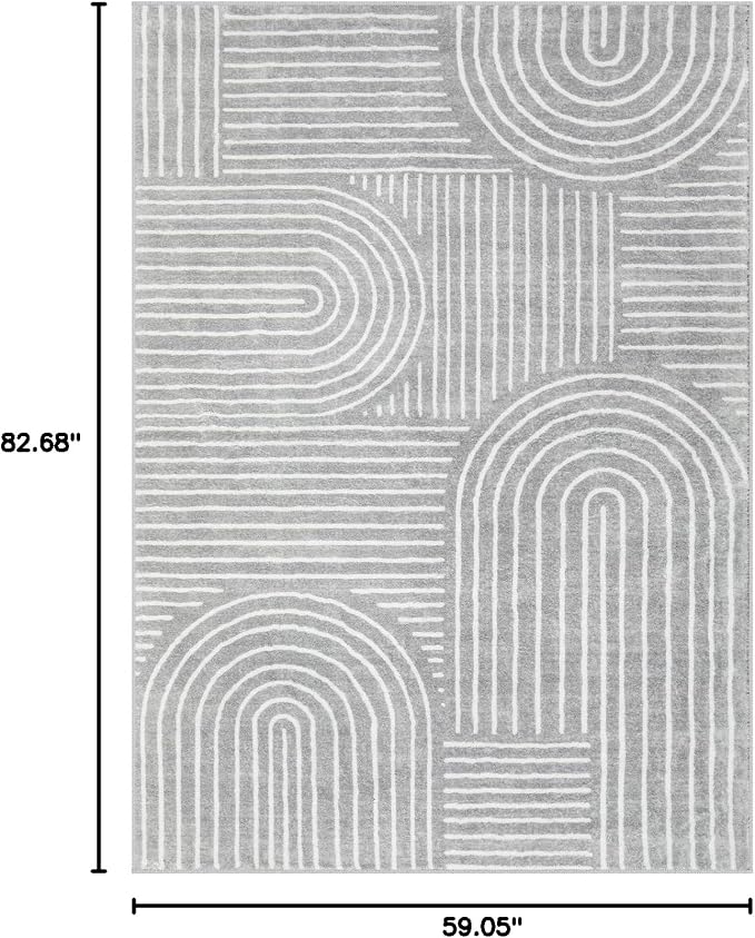 Lahome Abstract Area Rug 5x7,Soft Washable Rugs for Living Room Ultra-Thin Non Slip Gray Rugs for Bedroom, Throw Rug Carpet for Dining Room Office Playroom Darrell (5'x7',Gray)