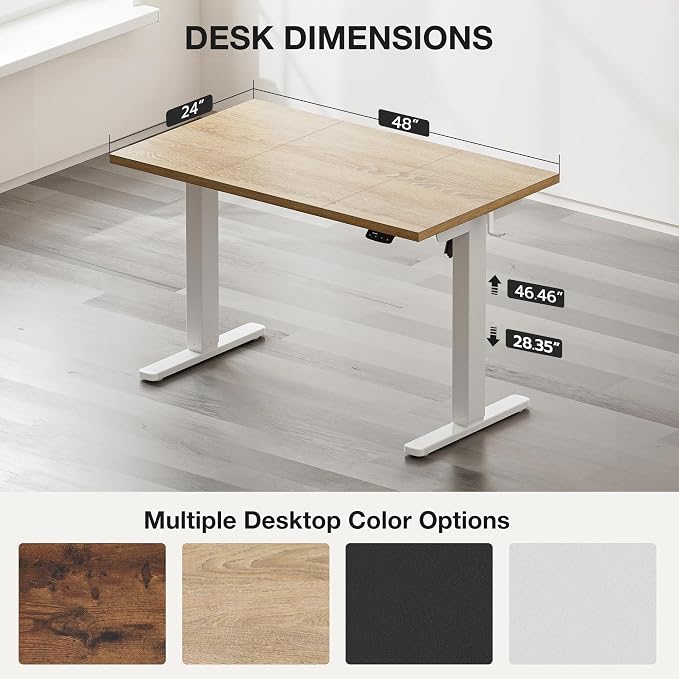 Acrolix Electric Standing Desk, Height Adjustable Home Office Desk with Memory Presets & Cable Management,Oak Sit Stand Desk for Work from Home, Ergonomic Computer Desk (48" x 24")