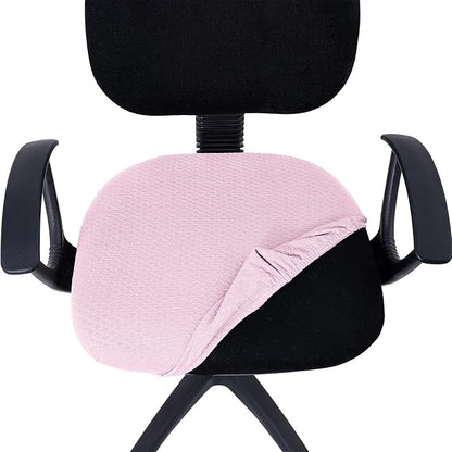 Smiry Stretch Jacquard Office Computer Chair Seat Covers, Removable Washable Anti-dust Desk Chair Seat Cushion Protectors - Pink