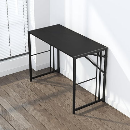 Lutown-Teen Folding Desk 40 inch Writing Gaming Computer Camping Desk, No Assembly Required Home Office Table, Black