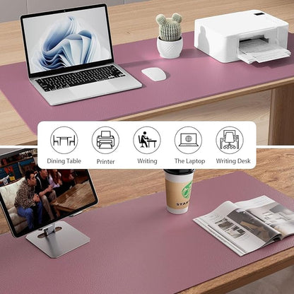 Bloss Leather Desk Pad Protector, Mouse Pad, Office Desk Mat, 31.5" x 15.7" Non-Slip PU Leather Desk Blotter, Laptop Desk Pad, Waterproof DeskWriting Pad for Office and Home (Dark Red)