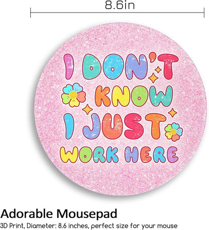 Funny Cute Mouse Pad, Round Mouse Pads for Desk, Small Mini Travel Mousepad with Non-Slip Rubber Base for Work Wireless Computer Laptop, Office Desk Accessories, 8.6 x 8.6 inch