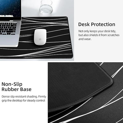 Mouse Pad with Wireless Charging, Gaming Mouse Pad with Ultra-Smooth Surface, Large XXL Desk Mat, Non-Slip Mouse Mat, Waterproof Computer Keyboard Pad for Desk, Office, 800x400x4MM, Black and Line