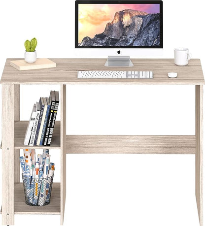 SHW 38-Inch Home Office Computer Desk with Shelves, Maple