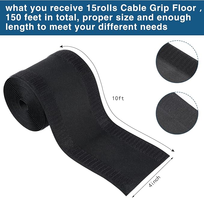 WILLBOND Carpet Cord Cover Cable Protector Floor Cover Cable Protector Management Only for Commercial Office Carpet(147.64 ft,Black)