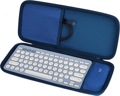 Lebakort Hard Carry Case Compatible with Logitech Pebble Keys 2 Combo K380s K380 Keyboard + M350 Pebble Mouse Combo (Blue Case)