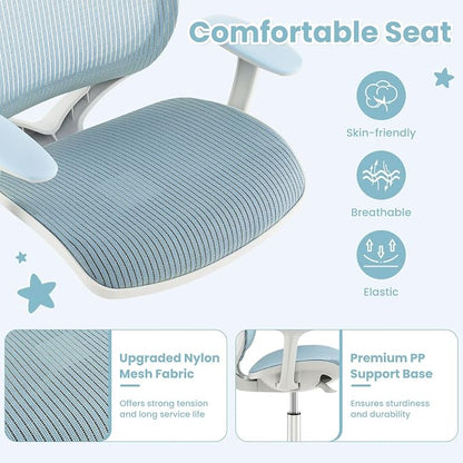 Costzon Kids Desk Chair, Height Adjustable Children Study Computer Chair with Armrests, Sit-Brake Casters, Swivel Mesh Task Chair for Boys Girls Teens Students, Kids Chair for Home, Office, School
