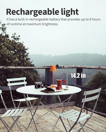 KDG 2 Pack Cordless Table Lamp,Portable LED Desk Lamp, 4000mAh Battery Operated, 3 Color Stepless Dimming Up, for Restaurant/Bedroom/Bars/Outdoor Party/Camping/Coffee Shop Night Light(Orange)