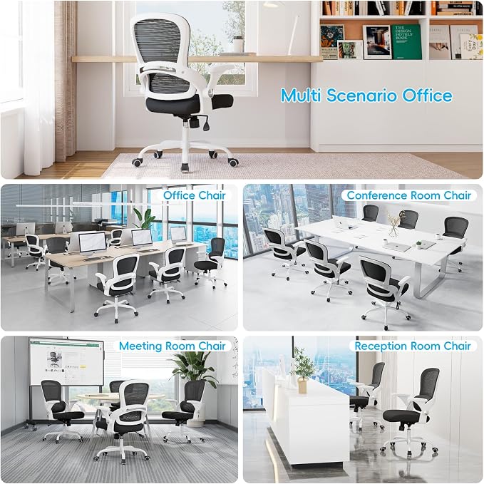 TRALT Office Chair - Ergonomic Office Chair with Back Support, Home Office Desk Chairs, 330lbs Wide Seat Big and Tall Office Chairs, Comfy Desk Chair for Work, Study, Office, Gaming (White Black)