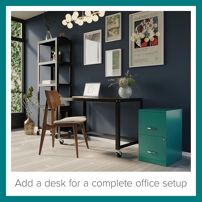 Hirsh Industries Space Solutions 18in 2 Drawer Metal File Cabinet Teal, Letter Size, Fully Assembled