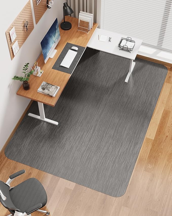 Blvornl Ultra Large Office Chair Mat for Hardwood Floor, Rolling Chair Mat for Hard Wood, Large Anti-Slip Hard Floor Protector, Heavy Duty Computer Desk Rug for Office and Home 47.2"*60" Grey