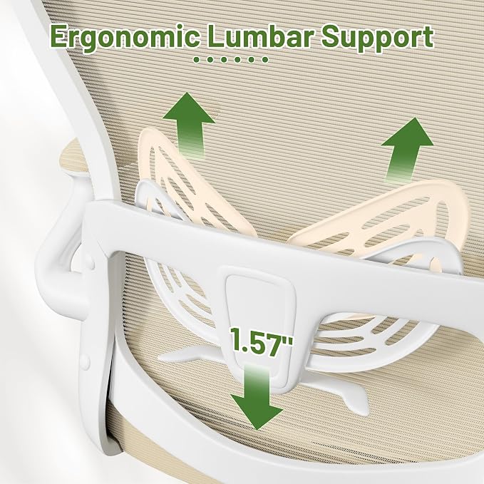 Furmax Ergonomic Office Chair Executive High Back Computer Desk Chair with 3D Adjustable Headrest, Adjustable Lumbar Support Armrests for Home Office (Light Beige)