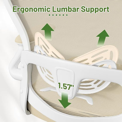 Furmax Ergonomic Office Chair Executive High Back Computer Desk Chair with 3D Adjustable Headrest, Adjustable Lumbar Support Armrests for Home Office (Light Beige)