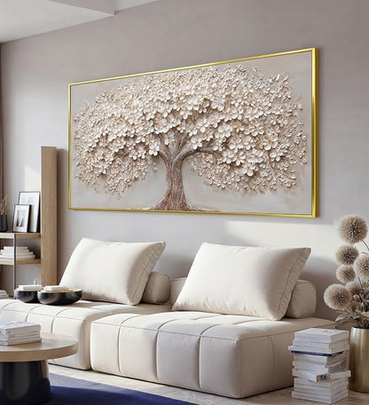 Canvas Wall Art Decor Prints Oversized Wall Art Pictures for Living Room Tree of Life Wall Art Decor Canvas Art Wall Decor Modern Large Gold Framed Wall Art Prints Artwork for Walls Bedroom Office Decor 29" X 58"