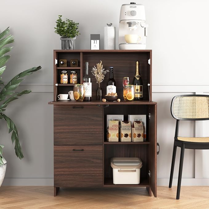 Foldable Desk Cabinet with Storage Drawers & Shelves, Multi-Functional Space-Saving Organizer for Home/Office/Dorm