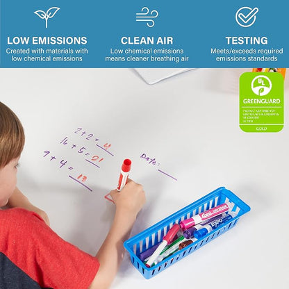 FDP Dry-Erase Rectangle Activity School and Office Table (30 x 60 inch), Standard Legs with Swivel Glides, Adjustable Height 19-30 inches; Quick Ship Single Box - Whiteboard Top and Black Edge