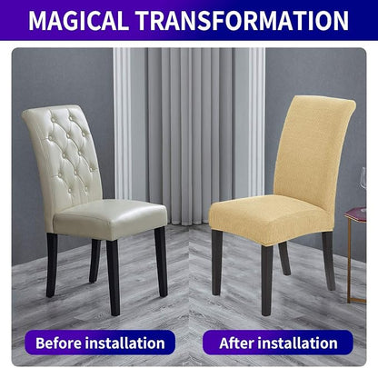 Stretch Chair Covers for Dining Room Set of 2, Removable Washable Dining Room Chair Covers, Dining Chair Slipcovers Seat Protector, Great Decoration for Home and Banquet (Champagne, 2 Pack)
