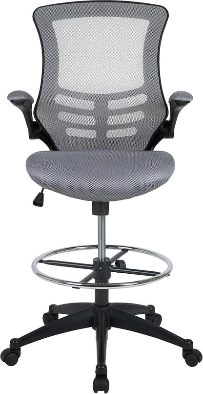 Flash Furniture Kelista Mid-Back Swivel Office Chair with Adjustable Seat Height, Ergonomic Mesh Desk Chair with Flip-Up Armrests, Dark Gray
