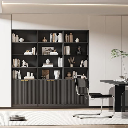 INNOD 69" Tall Book Shelve Bookcases with Doors, Floor Standing 6 Shelf Display Shelves, Freestanding Shelving Unit with Closed Doors for Storage, Home Decor Furniture for Living Room Home Office