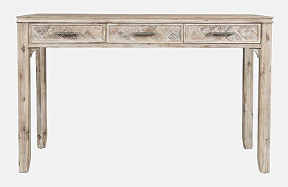 Jofran Mid-Century Modern Chevron Desk with 3 Drawers and USB Charging, 48" Writing Desk for Home Office, Grey Wash