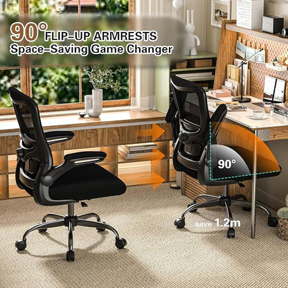 Ergonomic Office Chair for Long Hours, Padded Lumbar Support for Lower Back Relief, 330 lb Capacity, Comfortable Computer Desk Chair for Home Office, Computer & Study